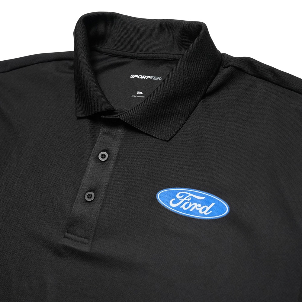 Sport-Tek Polo Shirt Mens 3XL Black Ford Logo Performance Short Sleeve‎